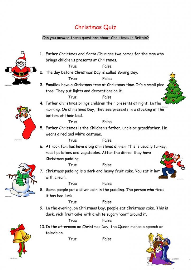 Christmas Quiz Worksheet Free ESL Printable Worksheets 