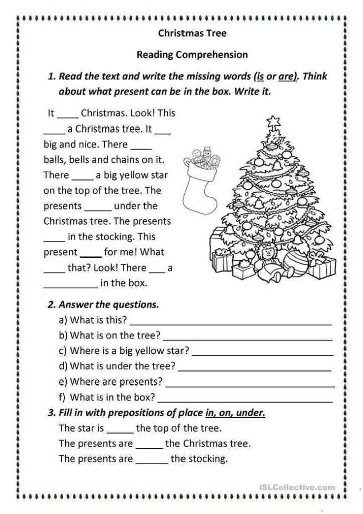 Christmas Reading Comprehension Worksheets Christmas Tree 