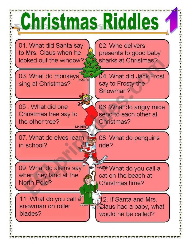 Christmas Riddles For Everyone ESL Worksheet By Dturner