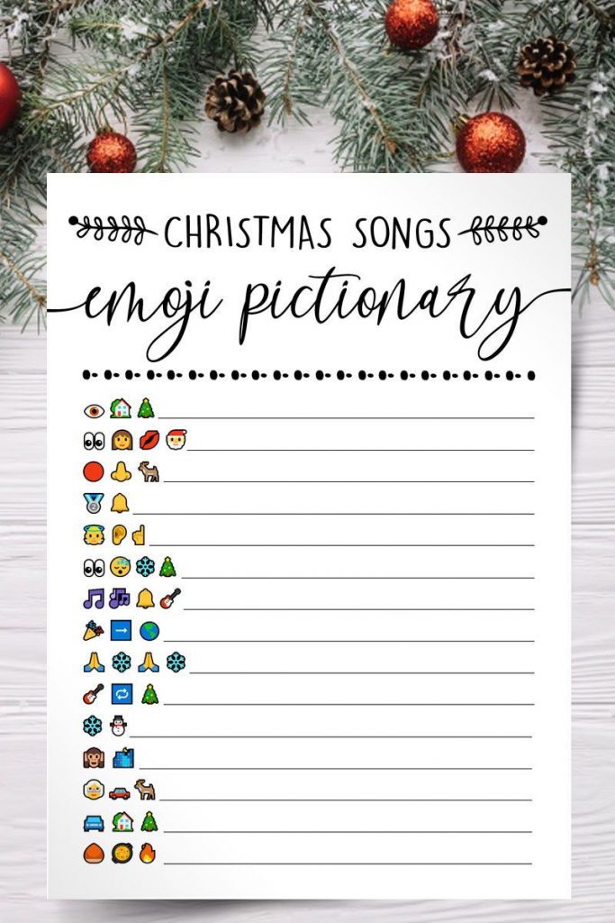 Christmas Song Emoji Game Worksheet 
