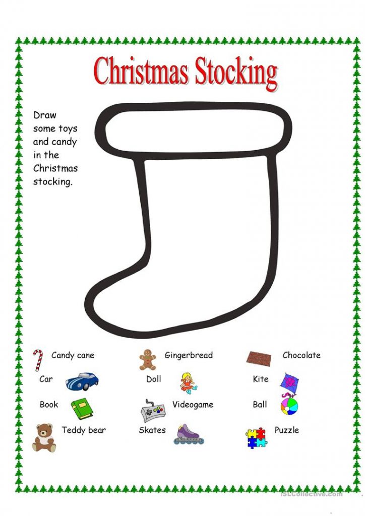 Christmas Stocking Worksheet Free ESL Printable 