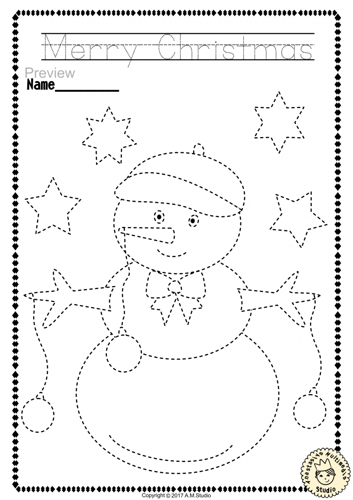 Christmas Trace And Color Pages Fine Motor Skills Pre 
