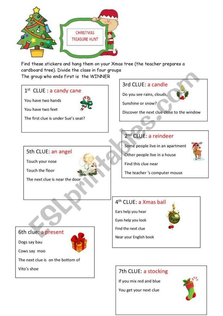 Christmas Treasure Hunt ESL Worksheet By LIA THE TEACHER