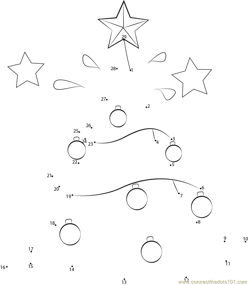 Christmas Tree Dot To Dot Printable Worksheet Connect 