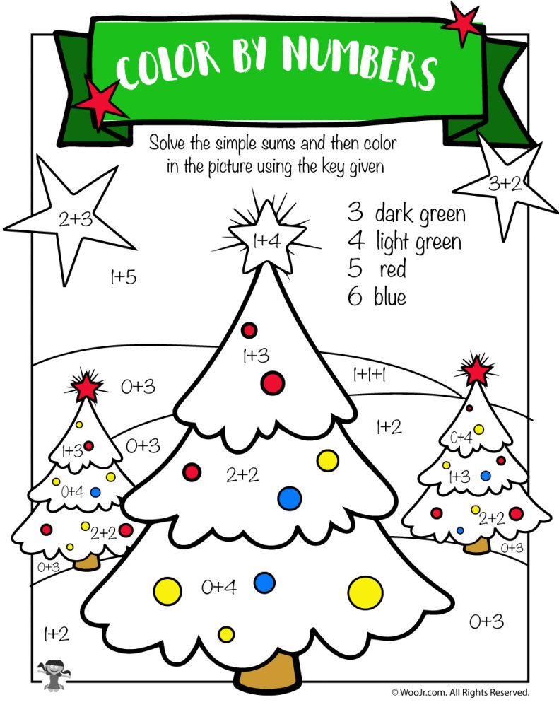 Christmas Tree Math Addition Worksheet Woo Jr Kids 