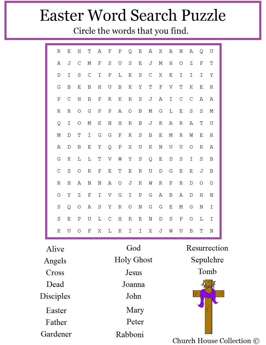 Church House Collection Blog Christian Easter Word Search 