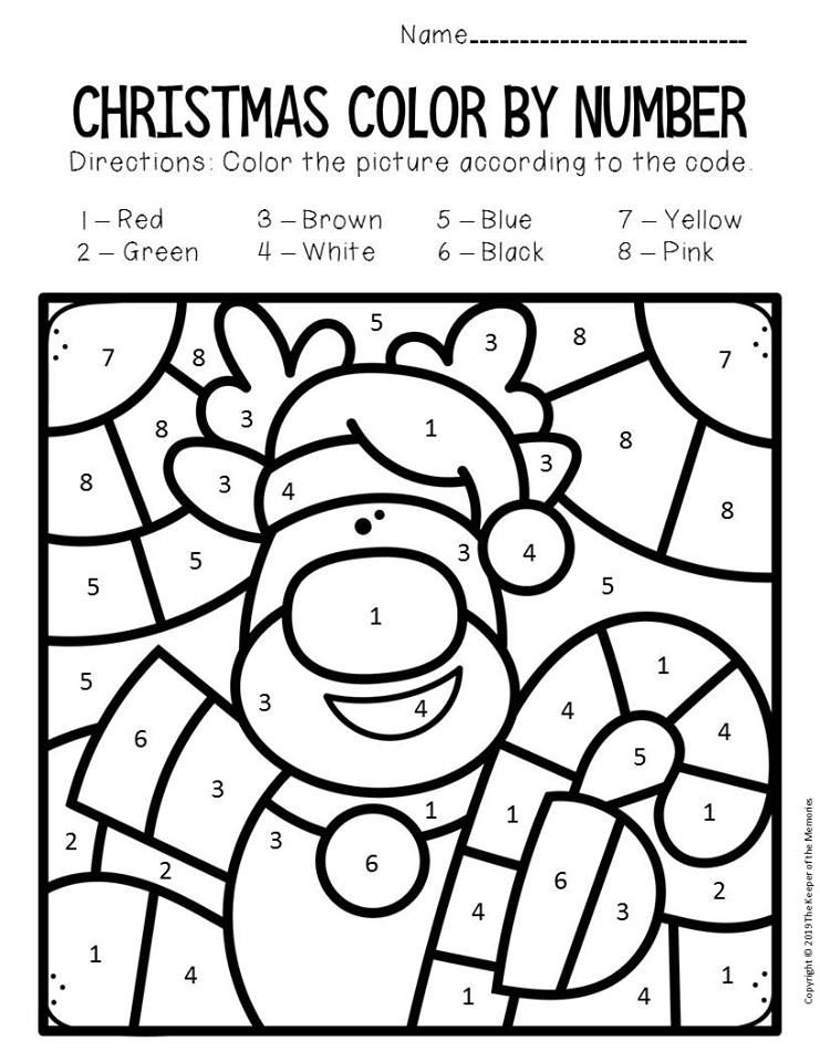 Color By Number Christmas Preschool Worksheets Christmas 