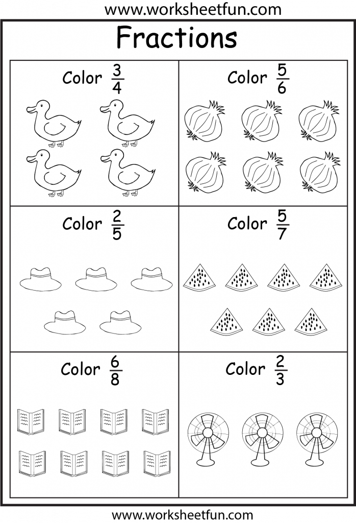 Coloring Fractions 5 Worksheets Fractions Worksheets