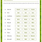 Contractions Free 2nd Grade Grammar Worksheets On
