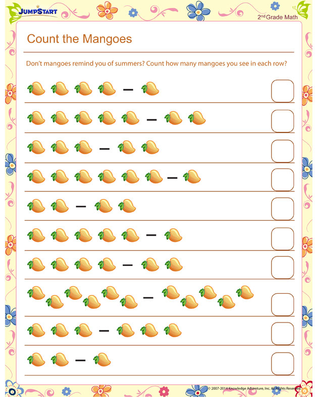 Count The Mangoes Free Counting Math Worksheet For Kids