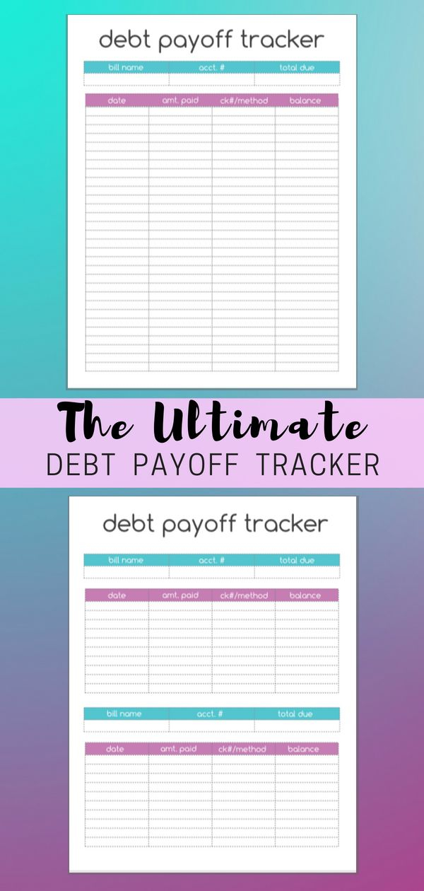 Debt Payoff Tracker Printable Full Page And Half Worksheet 