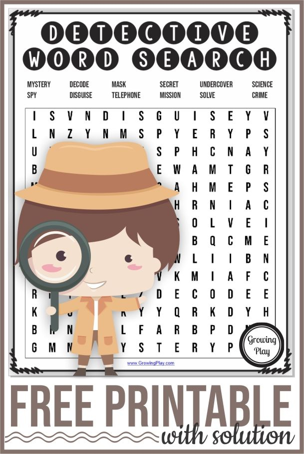 Detective Word Search Puzzle Growing Play Mystery 