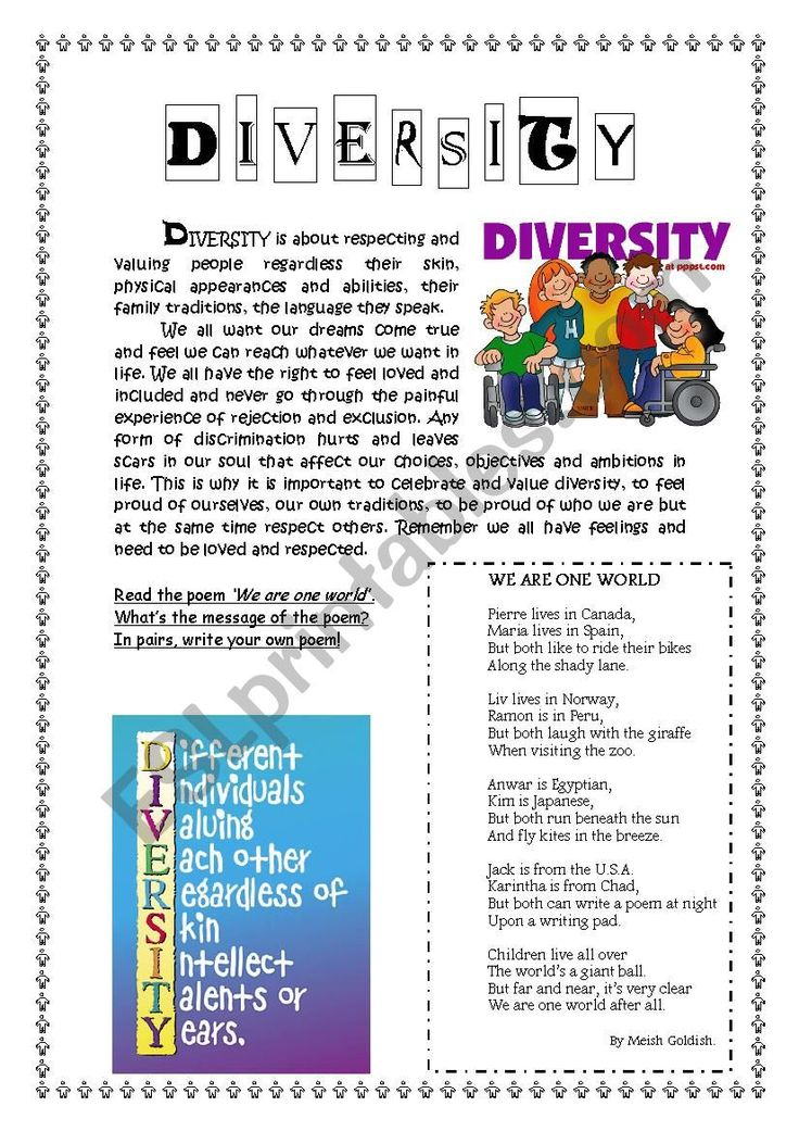 DIVERSITY Talking About Values ESL Worksheet By WiPo 