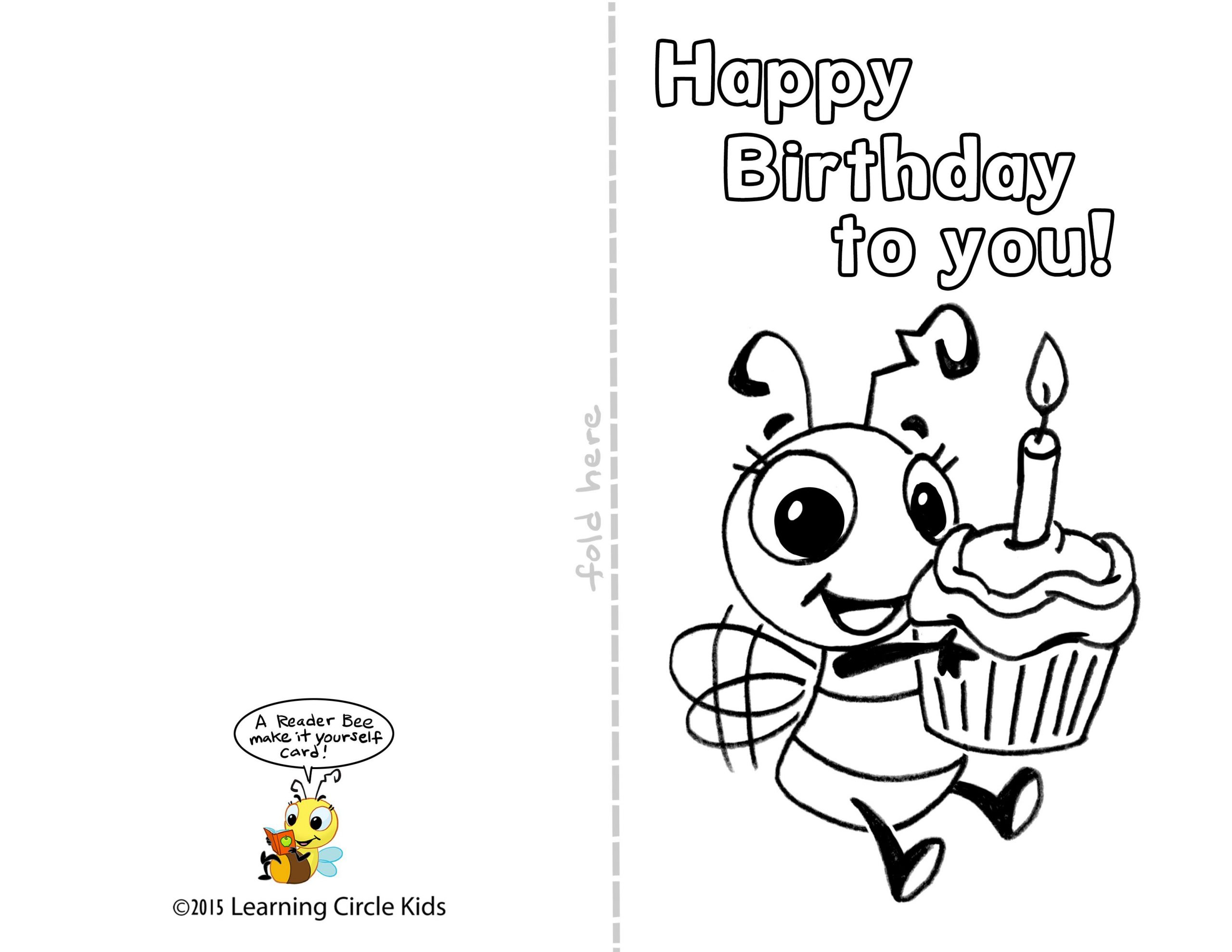 DIY Free Printable Birthday Card For Kids To Decorate And 