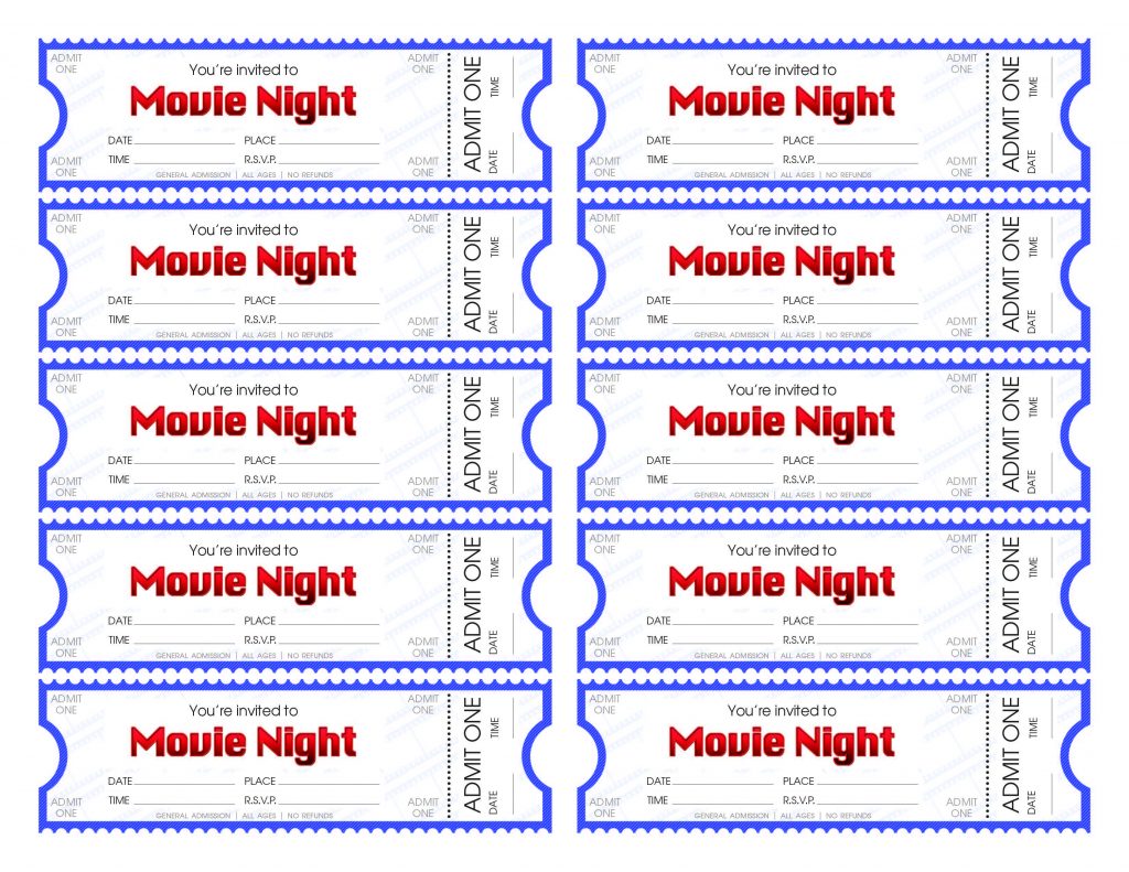 DIY Tickets For Movie Night Movie Night Flyer Movie