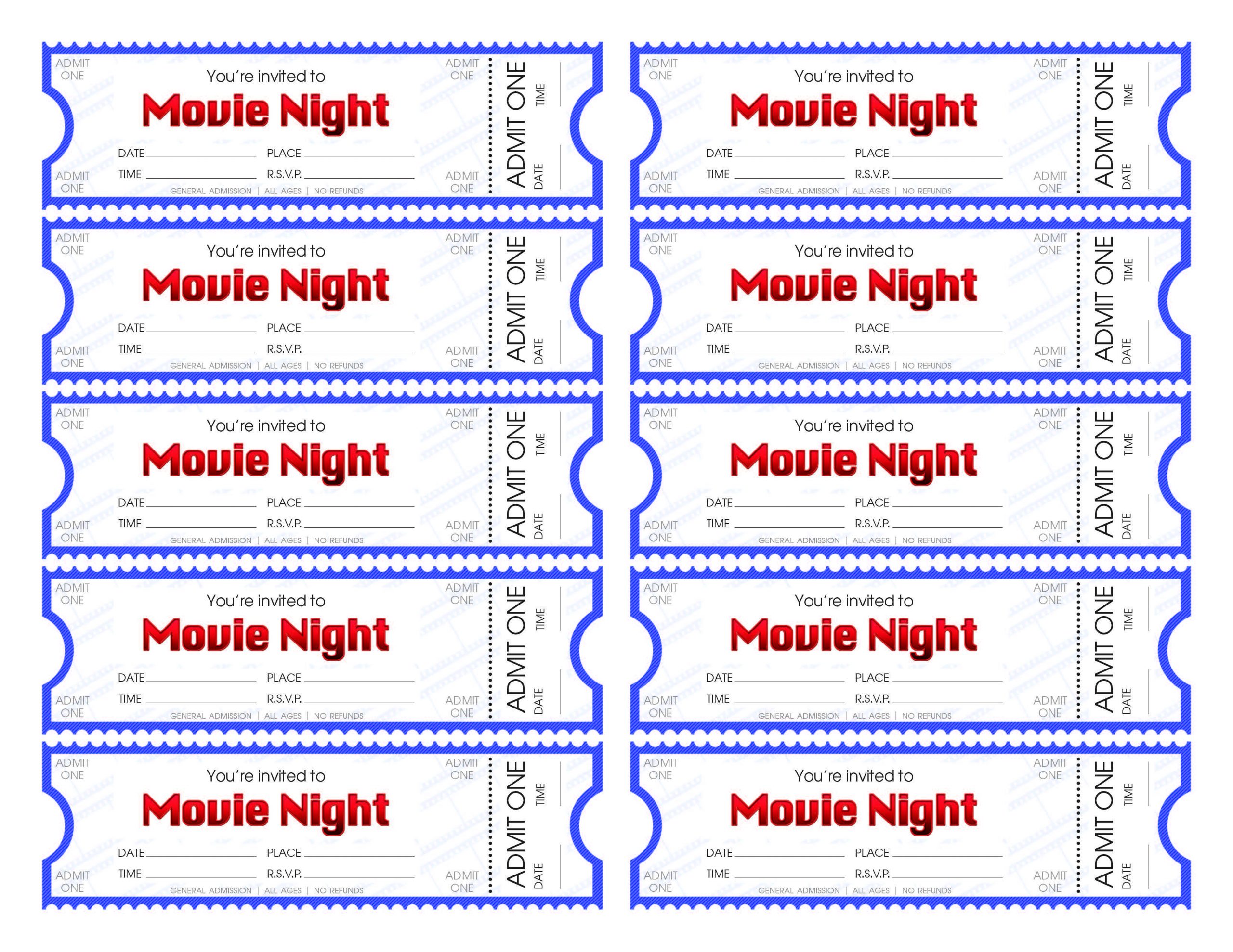 DIY Tickets For Movie Night Movie Night Flyer Movie 