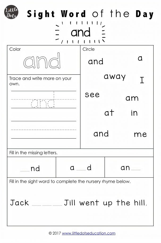 Dolch Pre Primer Sight Words Activities Sight Word