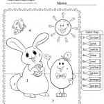 Easter Color By Number Worksheet For Kindergarten