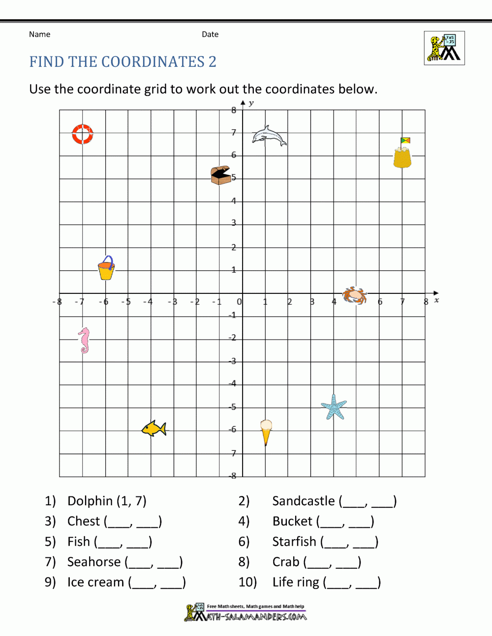 Easy Coordinates Worksheets For Hallowen