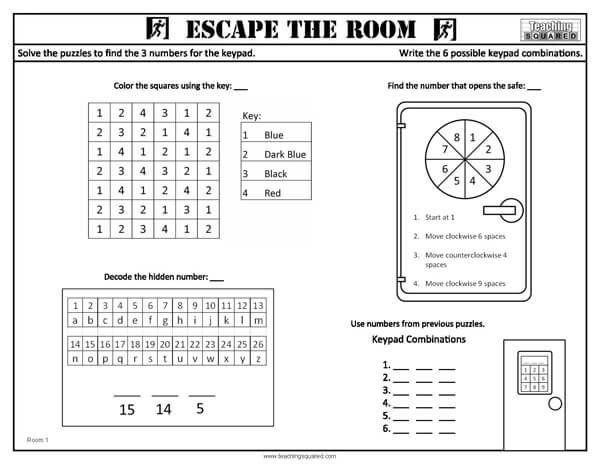 Escape The Room Worksheets Escape Room For Kids Escape 