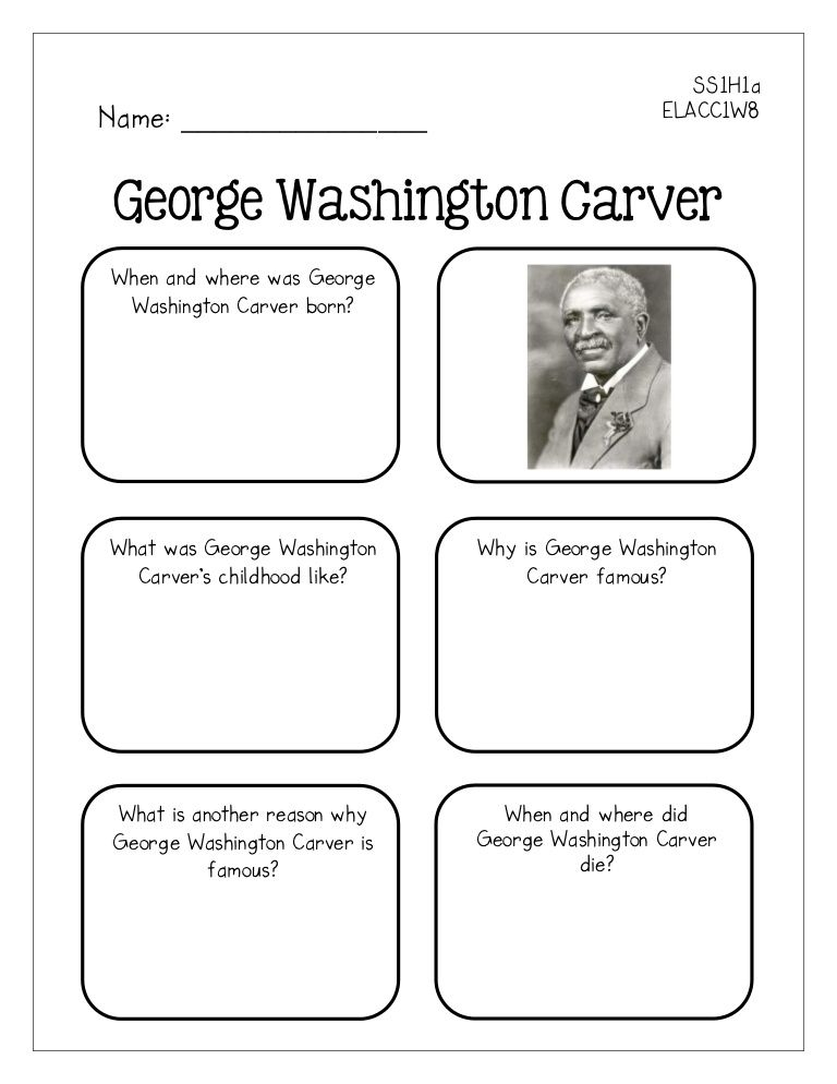 Famous Americans Graphic Organizers George Washington 