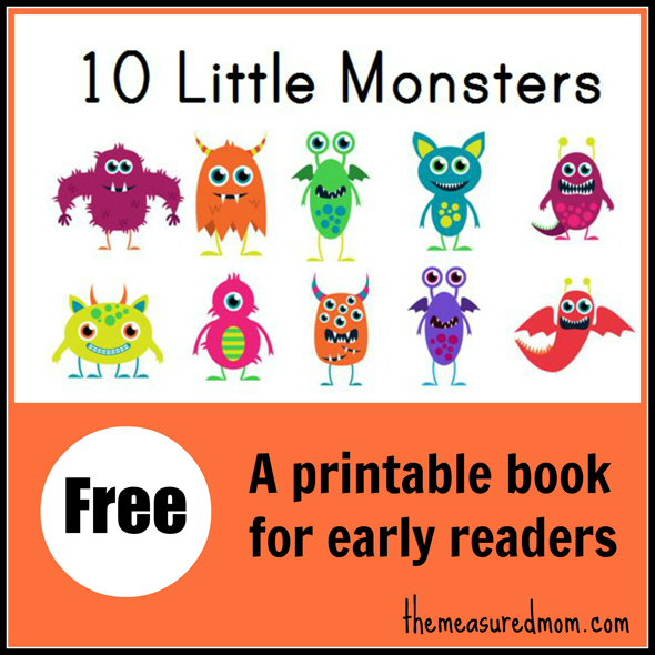 FREE 10 Little Monsters Printable Reading Book Free 