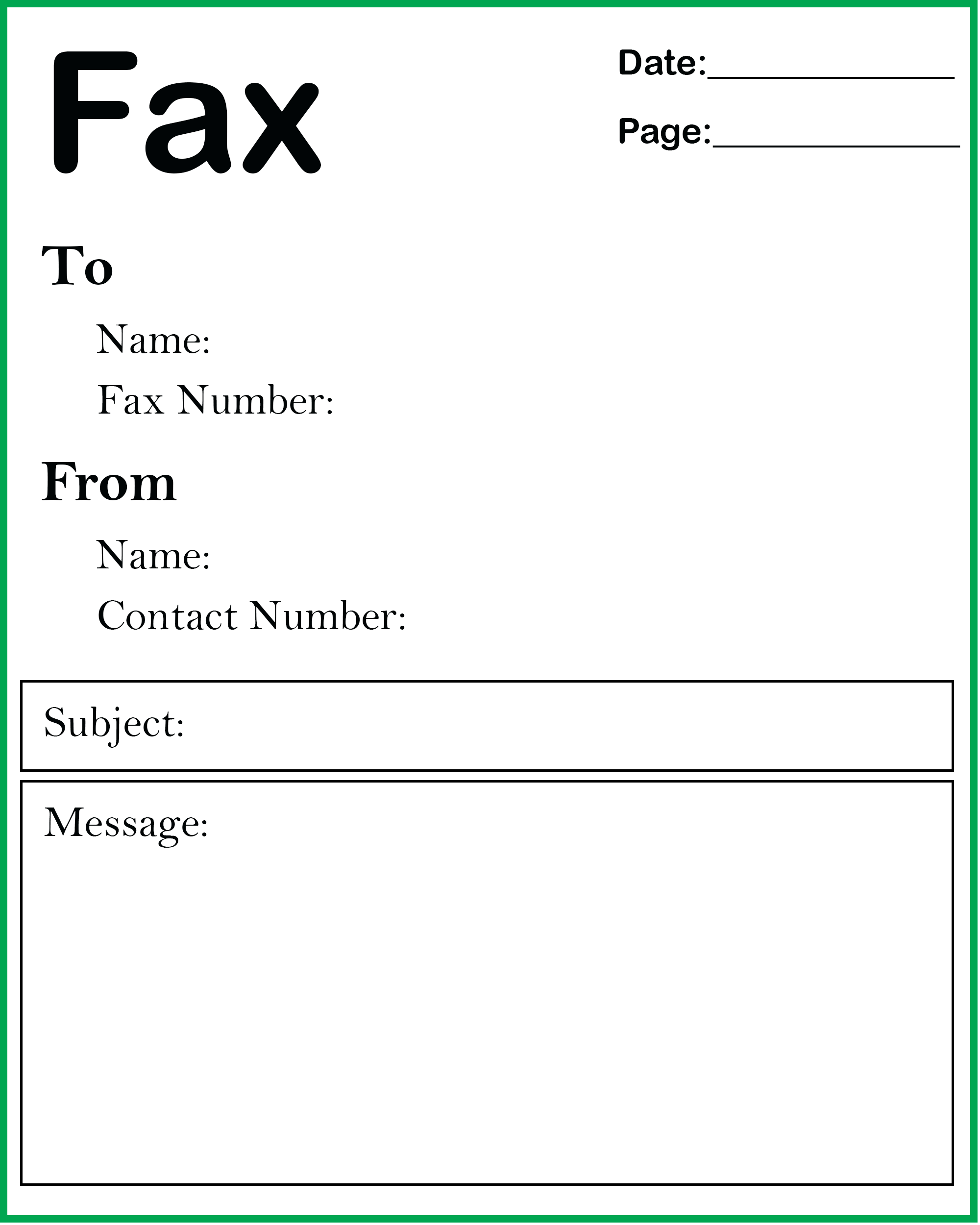 Free Basic Fax Cover Sheet Template PDF Word 