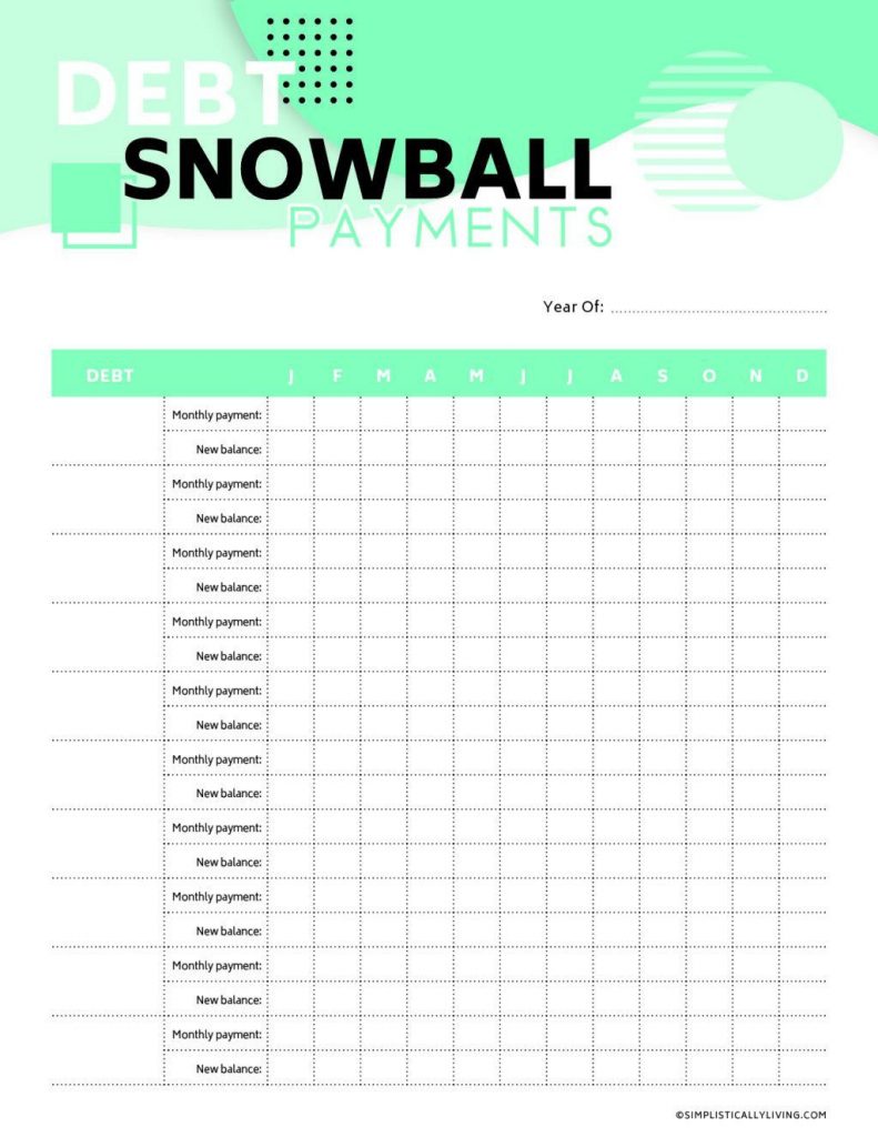 Free Debt Snowball Printable Worksheets Simplistically