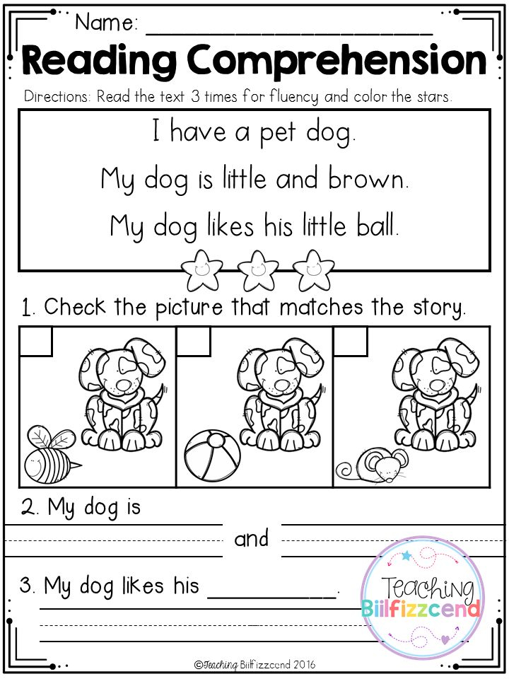 FREE Kindergarten Reading Comprehension SET 2 Reading 