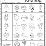 Free Kindergarten Rhyming Worksheets For December Made