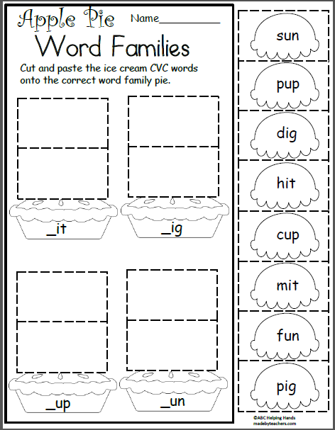 Free Kindergarten Worksheets For Language Arts Word 