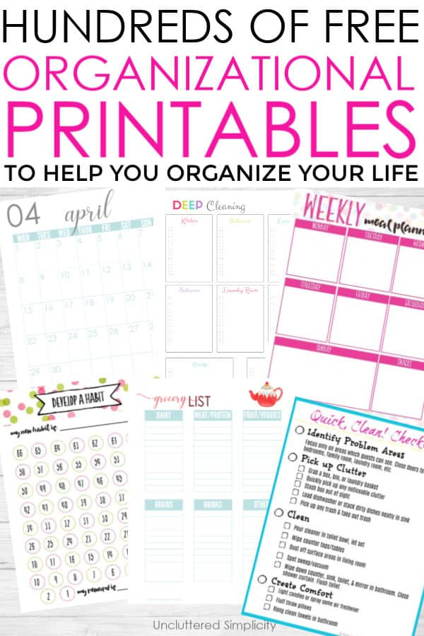 Free Organizational Printables For The Home To Organize 
