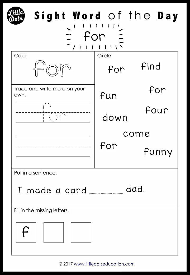 Free Pre K Dolch Sight Words Worksheets Set 1 Sight Word 