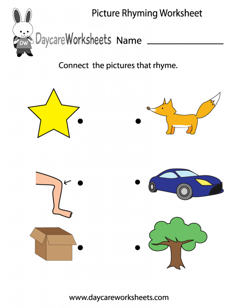 Free Preschool Picture Rhyming Worksheet