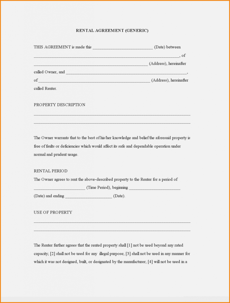 Free Printable Basic Rental Agreement One Platform For