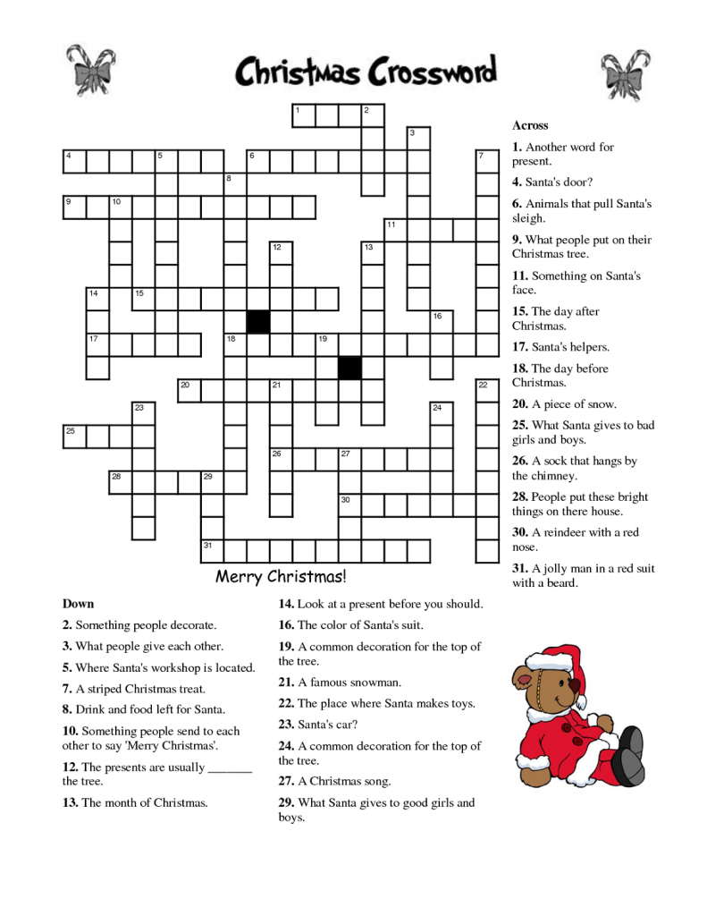 Free Printable Christmas Crossword Puzzles For Adults