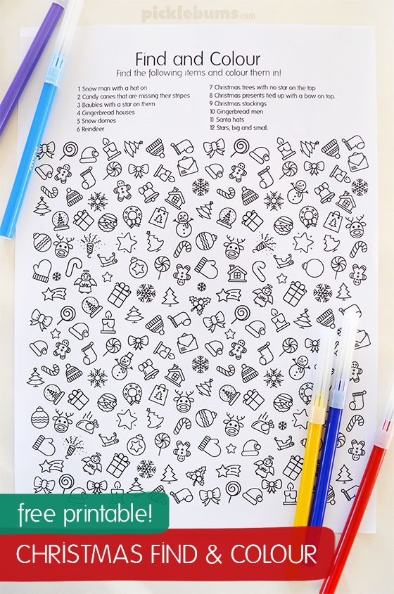 Free Printable Christmas Find And Colour Activity Picklebums