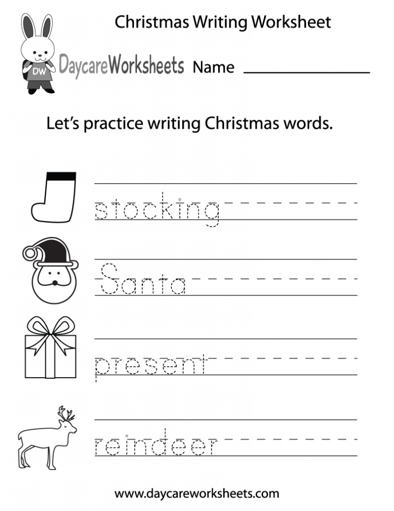 Free Printable Christmas Writing Worksheet For Preschool