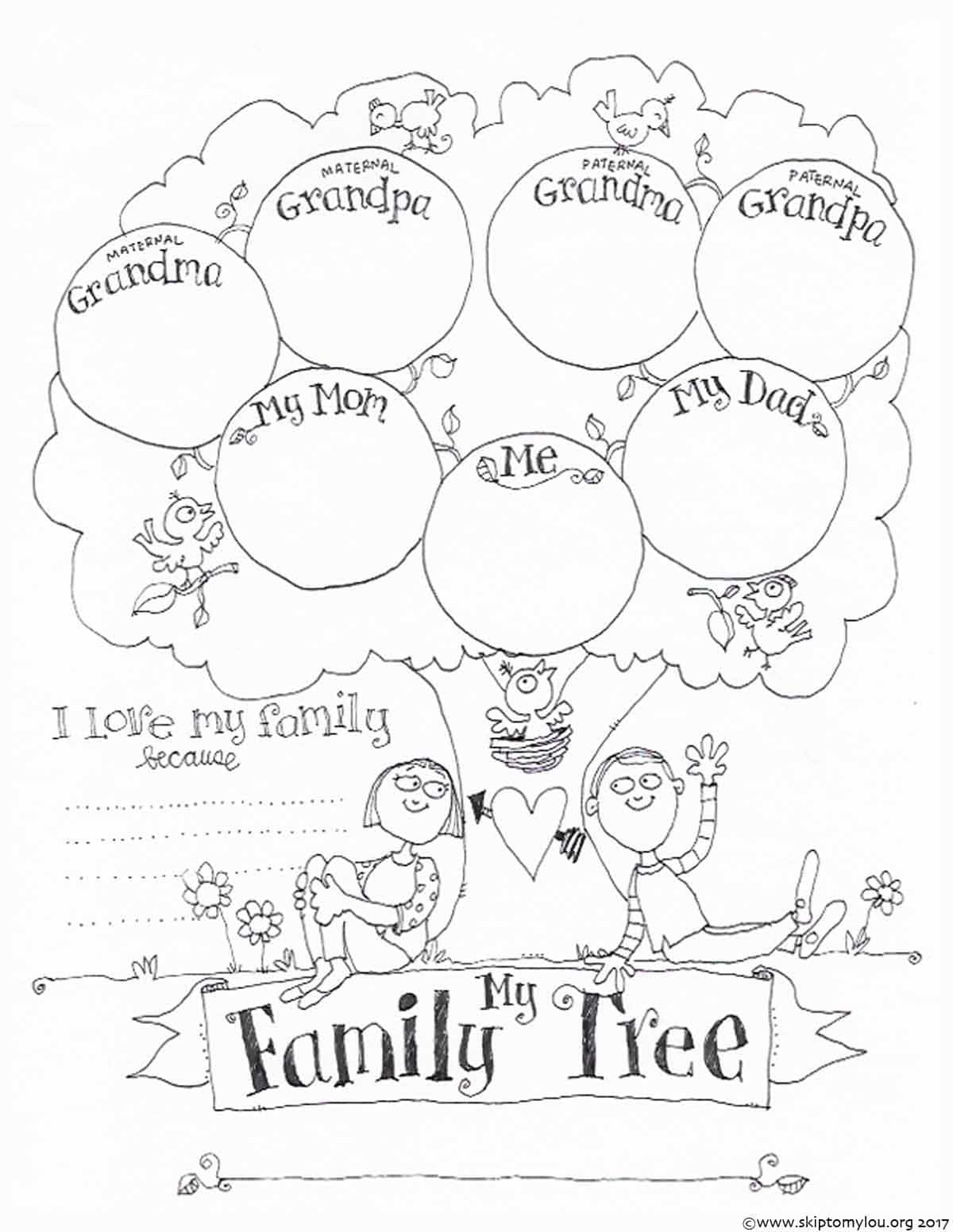 FREE Printable Family Tree Coloring Page Family Tree 