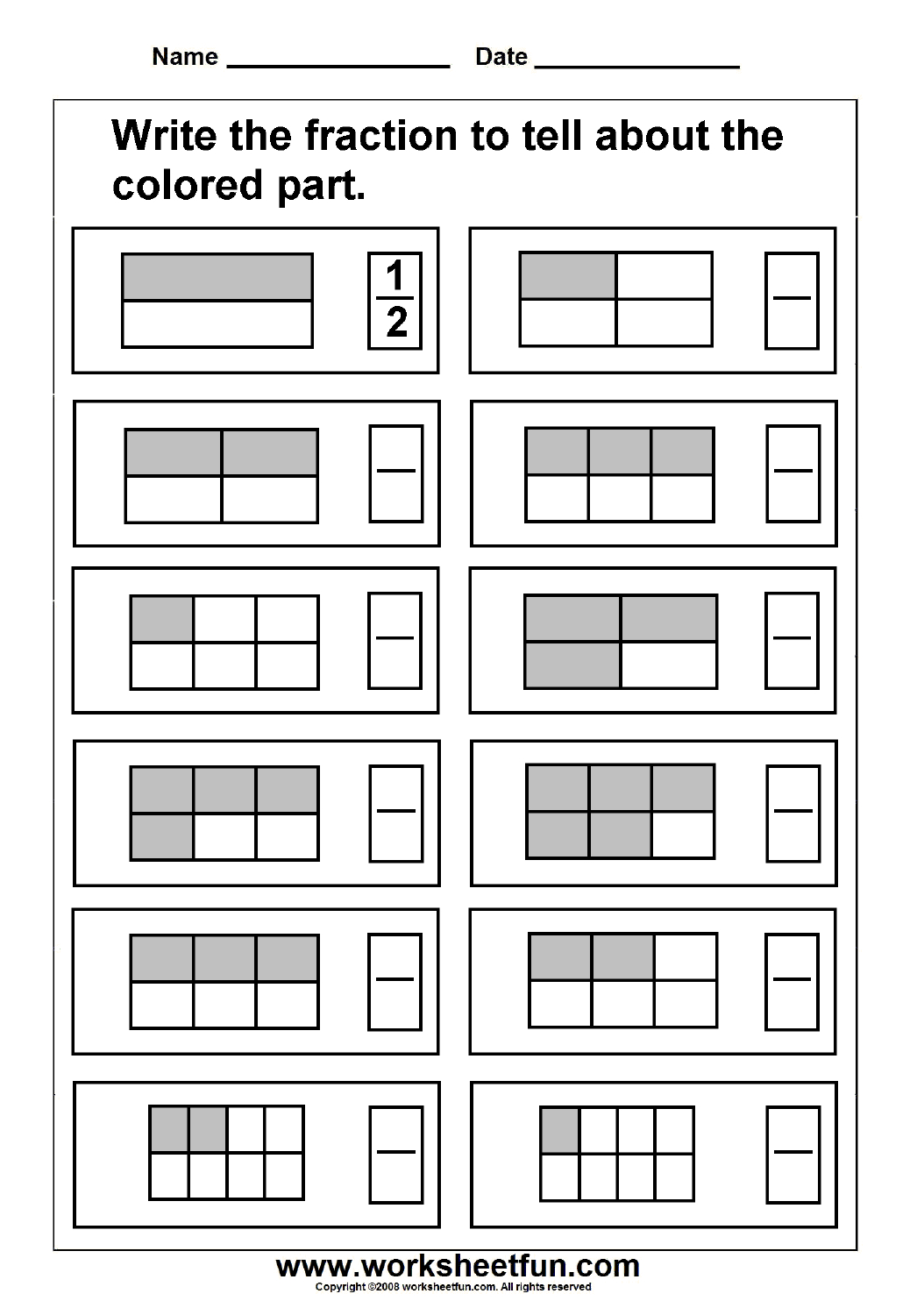 Free Printable First Grade Fraction Worksheets Free 