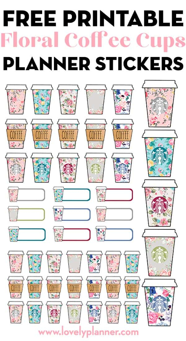 Free Printable Floral Starbucks Coffee Cups Planner 