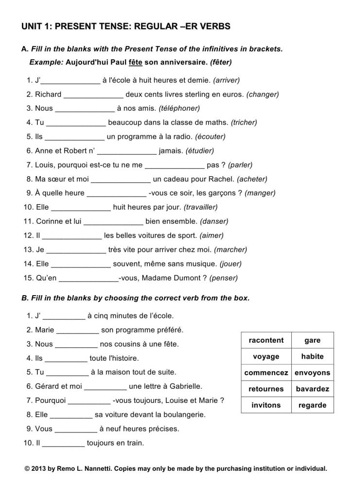 Free Printable French Worksheets For Grade 4 Printable