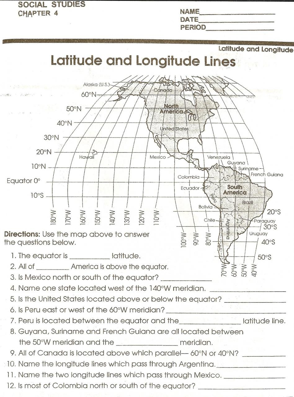Free Printable Latitude And Longitude Worksheets Pdf