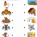 Free Printable Matching Animals To Their Home Worksheet 3