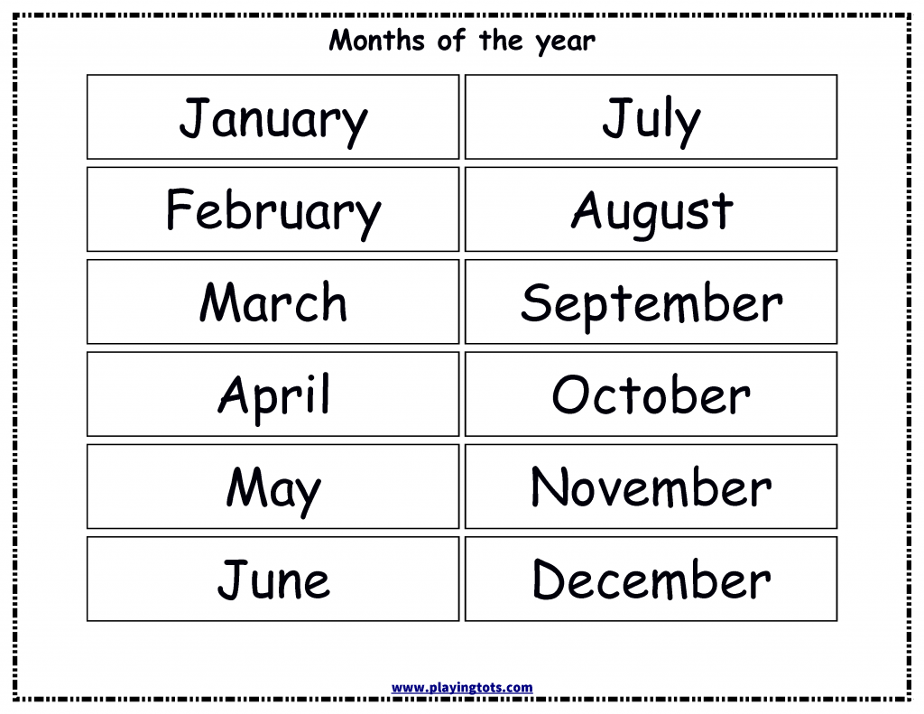 Free Printable Months Of The Year Chart Preschool Charts