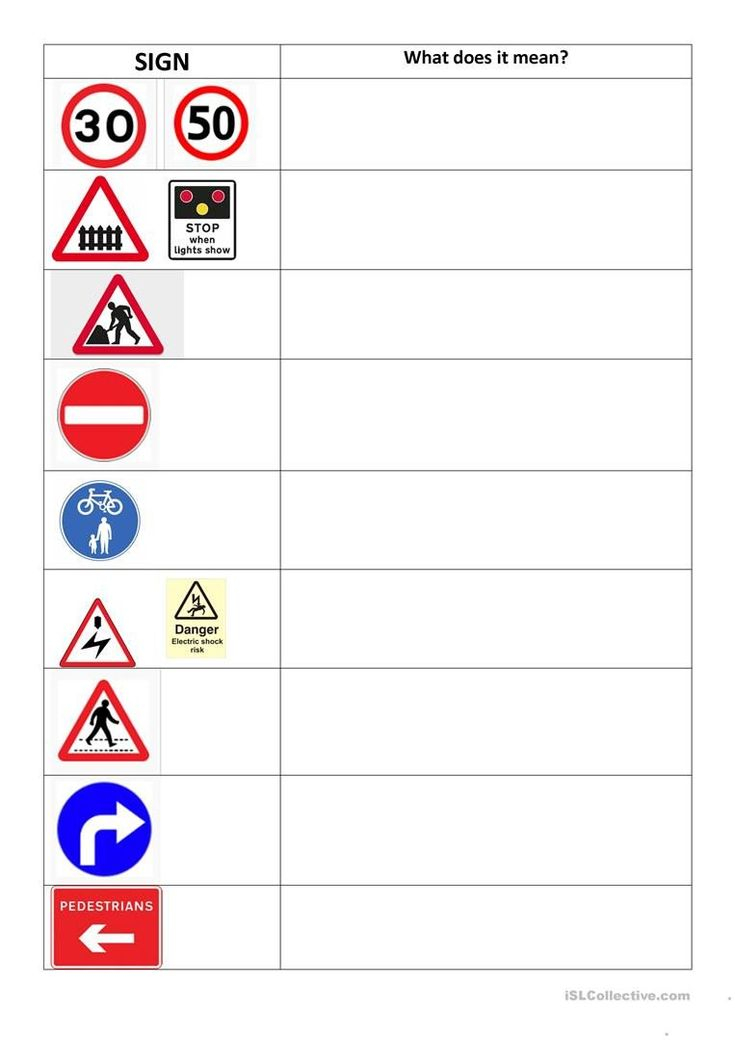 Free Printable Safety Signs Worksheets Road Signs 