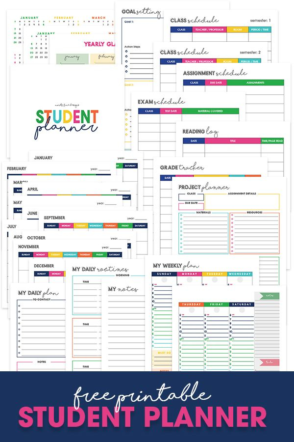 Free Printable Student Planner Student Planner Printable 