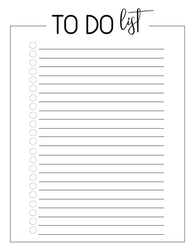 Free Printable To Do Checklist Template Paper Trail 