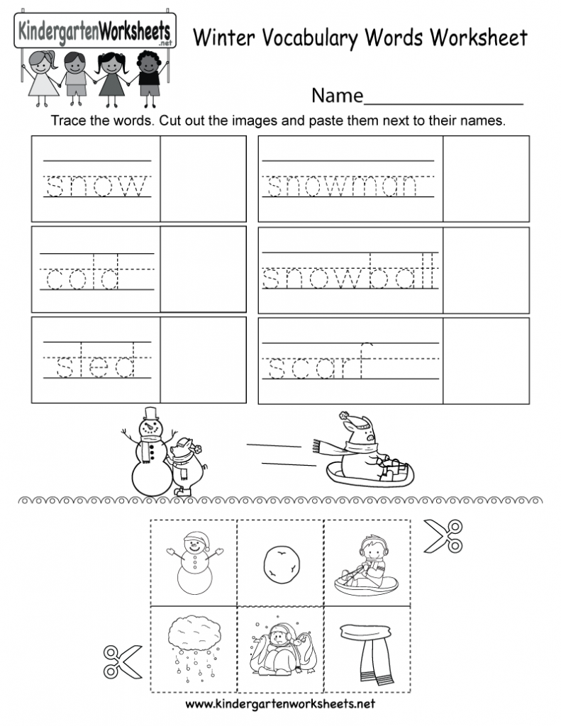 Free Printable Winter Vocabulary Words Worksheet For