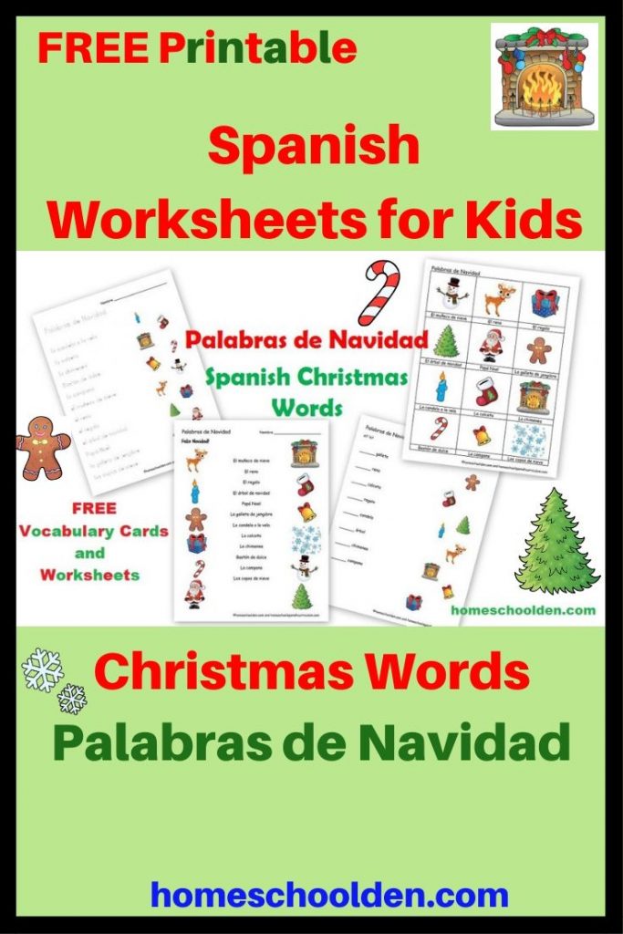Free Spanish Worksheets Christmas Words Palabras De